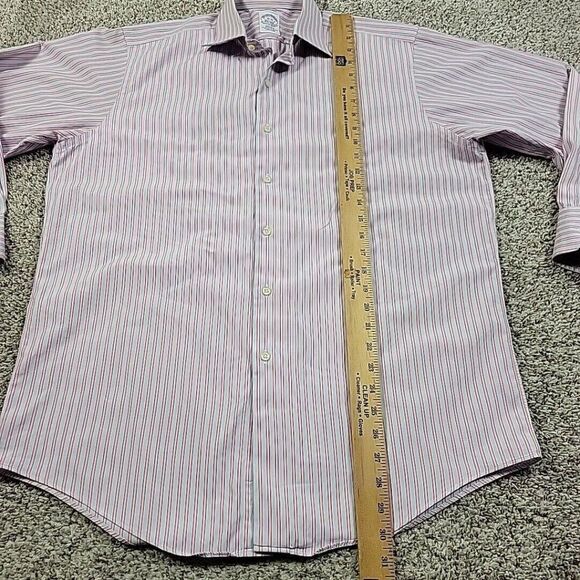 Brooks Brothers Dress Shirt Mens 16/33 Pink Button Up Striped Long Sleeve Stripe - Picture 5 of 7